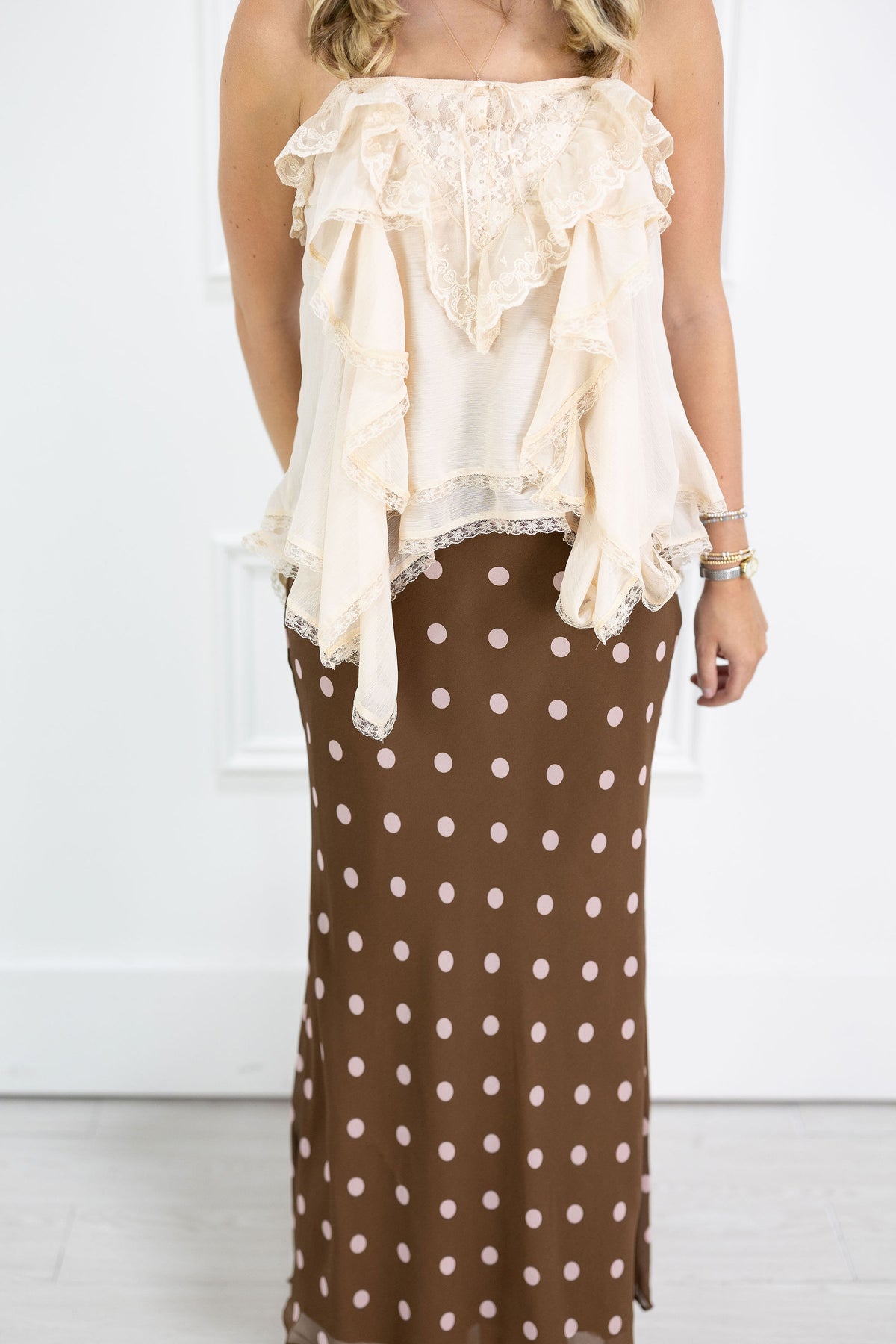 Kalila Polka Dot Midi Skirt