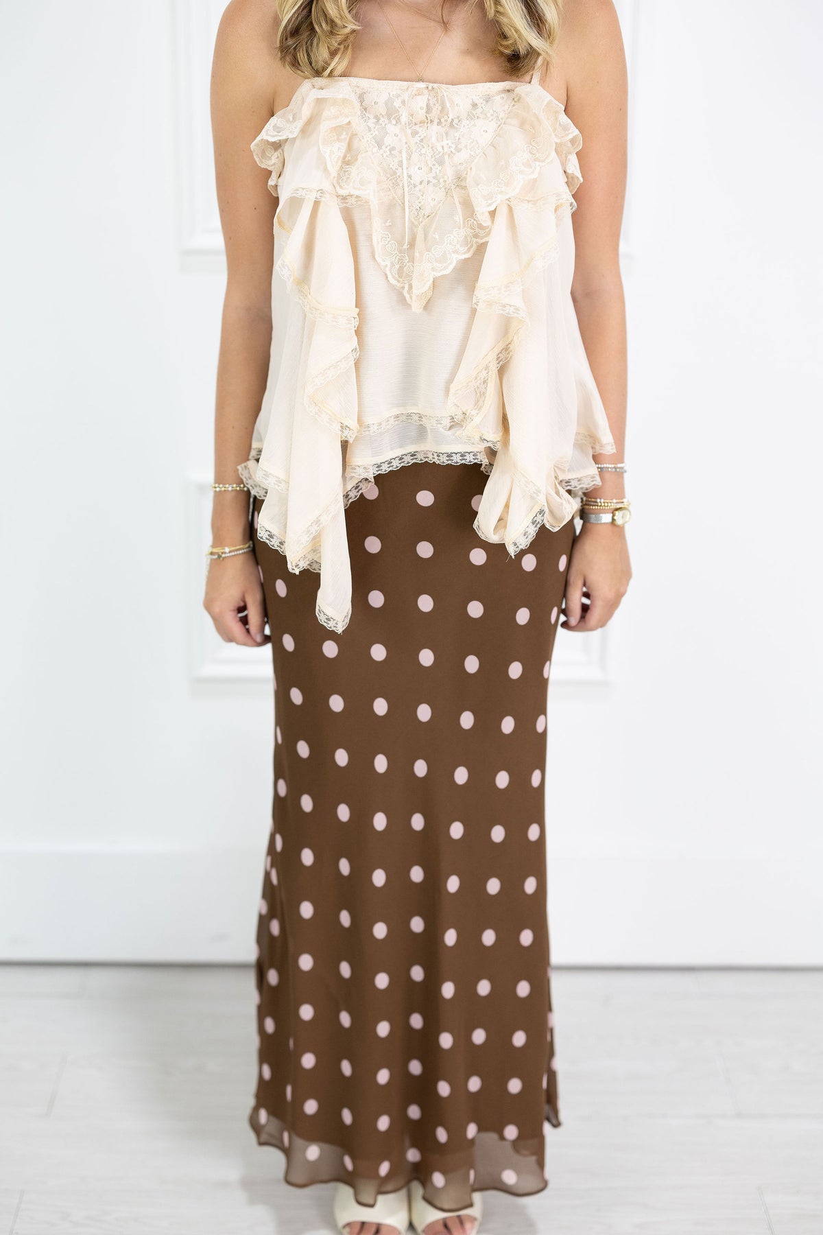 Kalila Polka Dot Midi Skirt