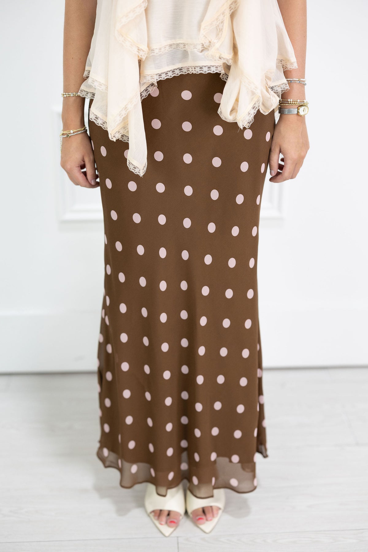 Kalila Polka Dot Midi Skirt