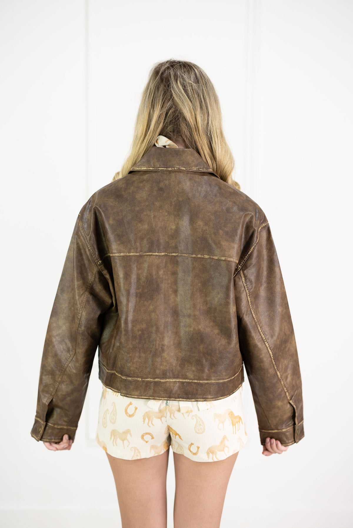 Coffee Faux Leather Jacket