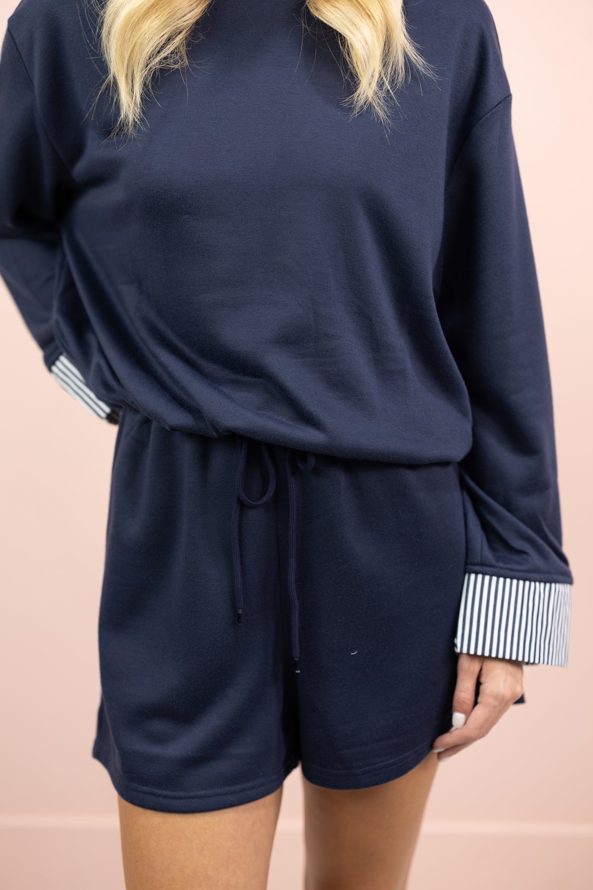 Cuffed Sweatshirt Lounge Set of 2 Navy
