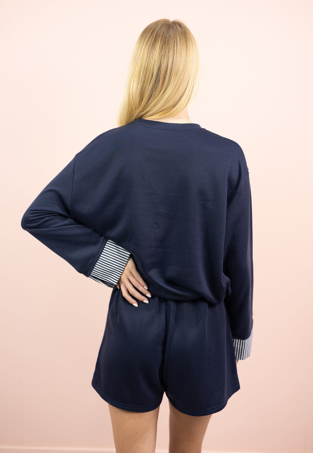 Cuffed Sweatshirt Lounge Set of 2 Navy