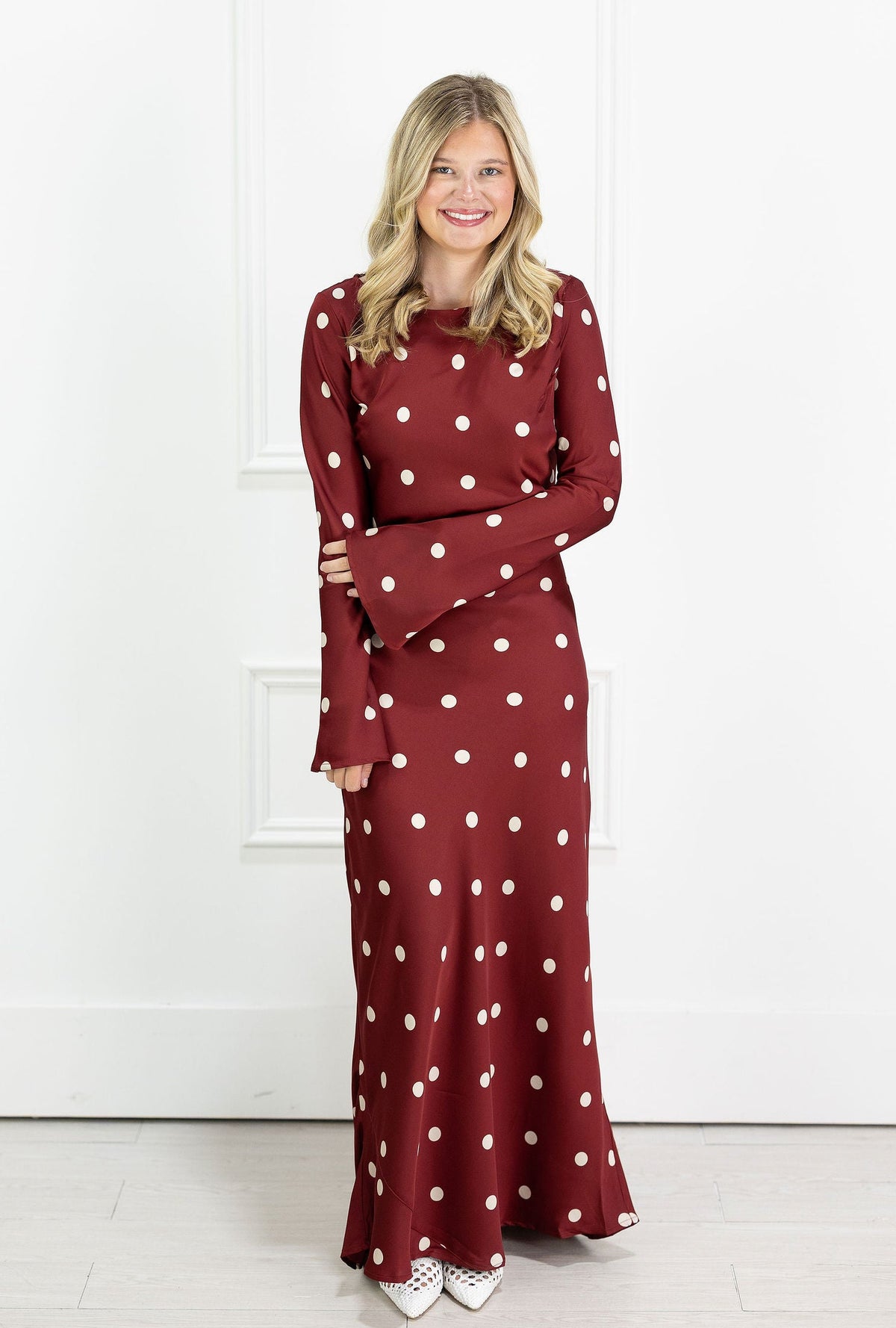 Georgie Polka Dot Satin Maxi Dress