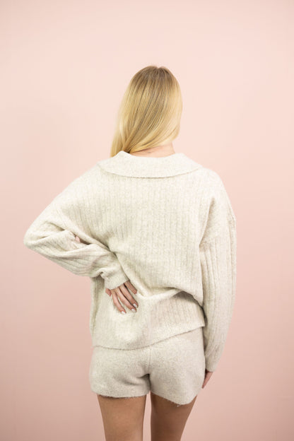 Collared Sweater & Shorts Set of 2