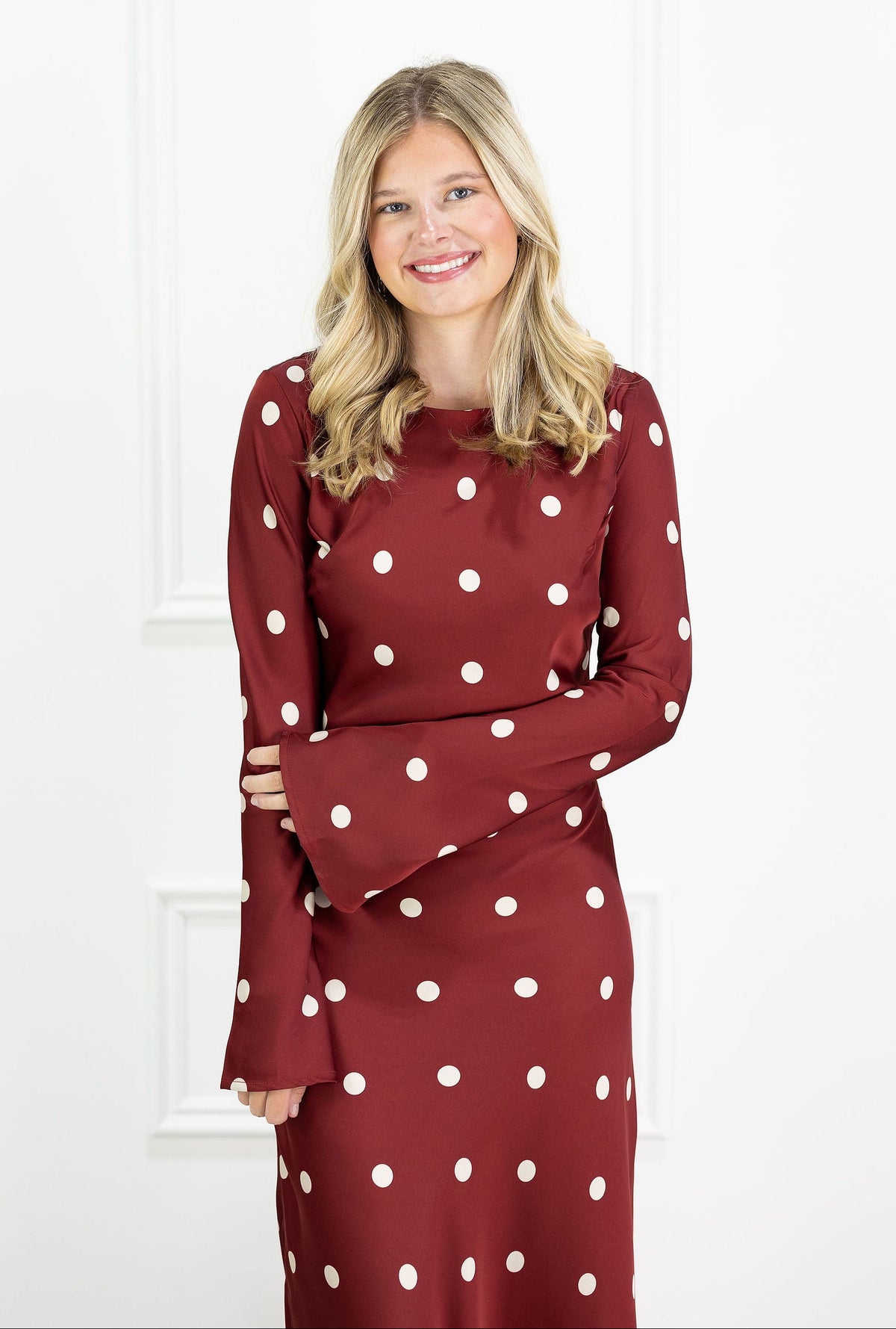 Georgie Polka Dot Satin Maxi Dress