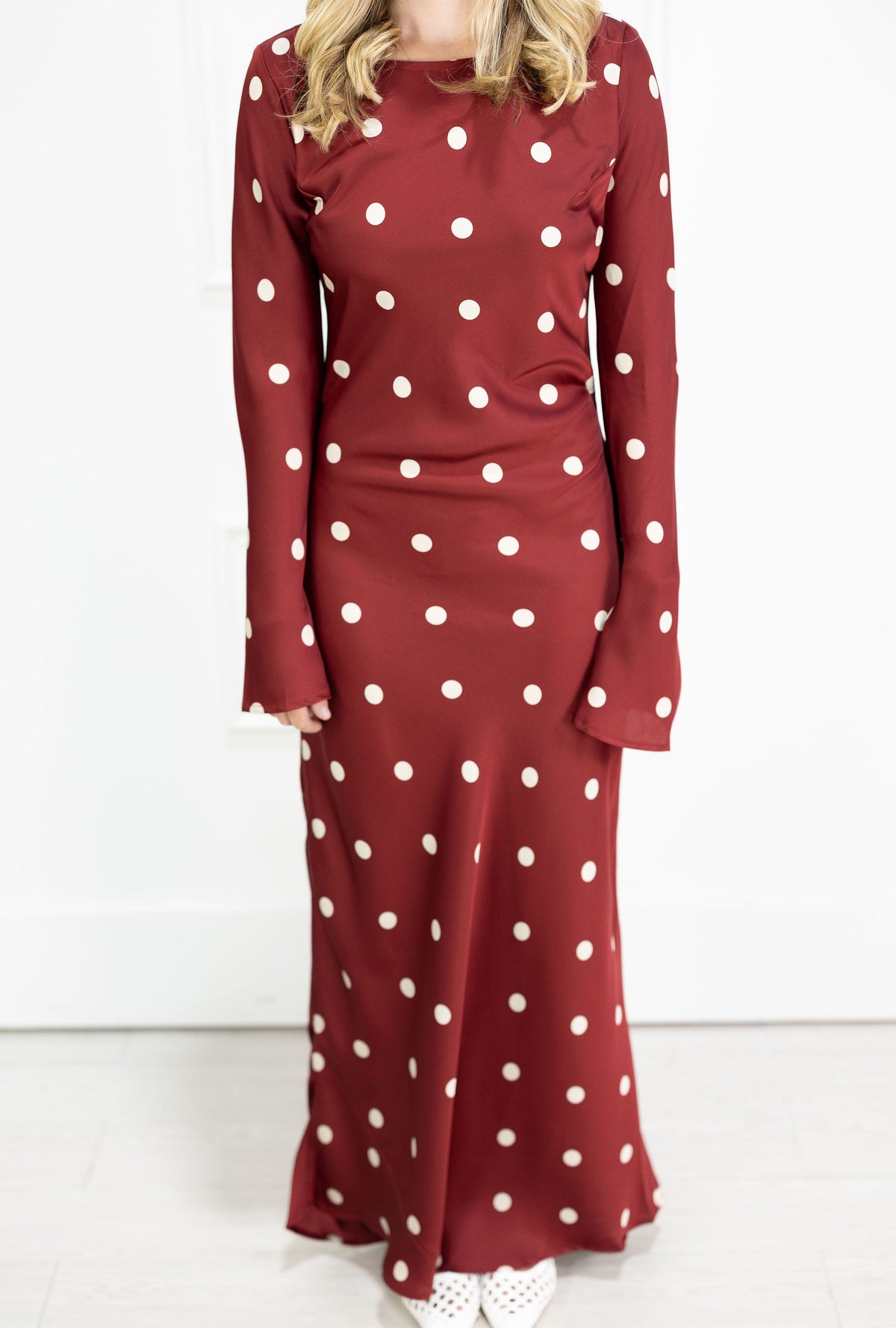 Georgie Polka Dot Satin Maxi Dress
