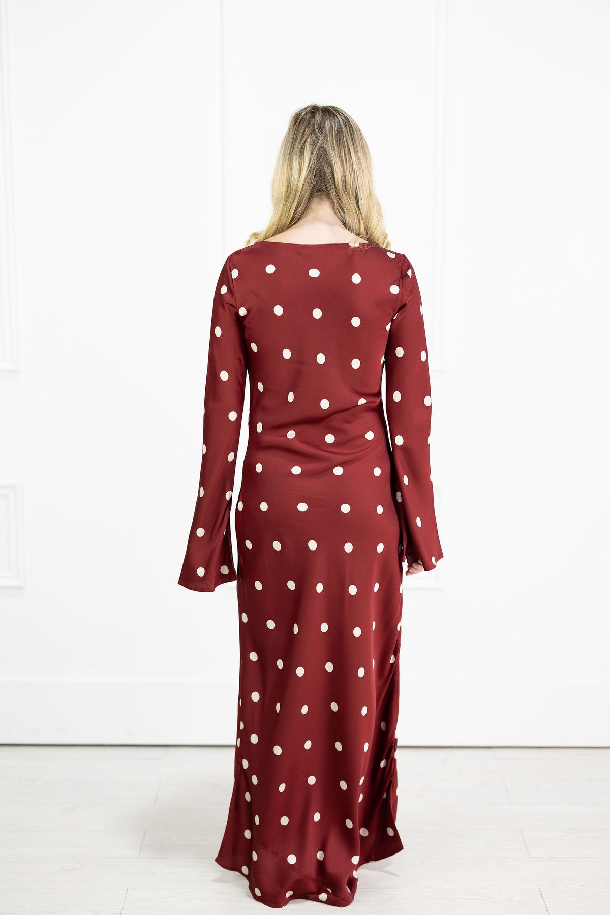 Georgie Polka Dot Satin Maxi Dress