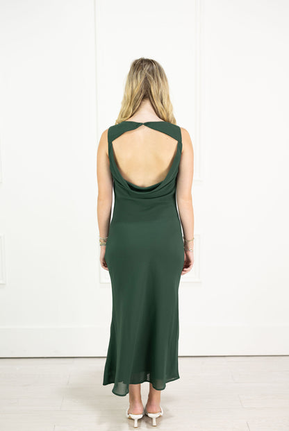Cowl Back Midi Dress Green