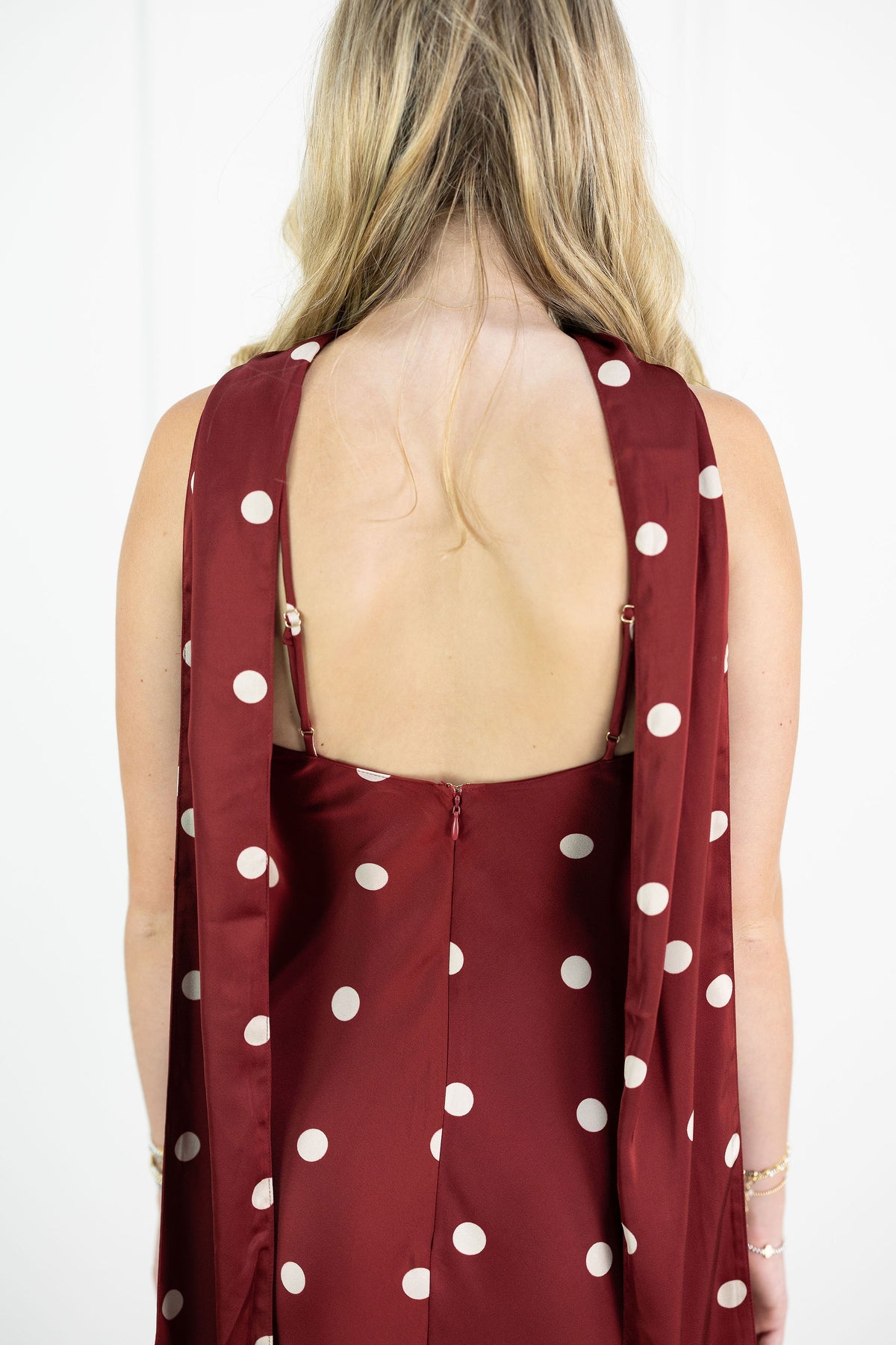 Magdalena Polka Dot Maxi Dress w/ Scarf