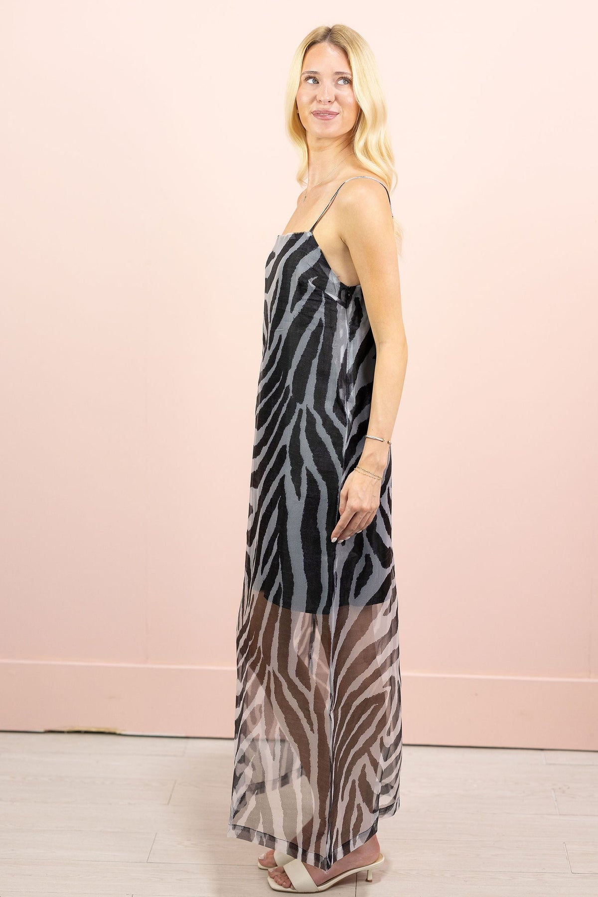 Sheer Zebra Midi Dress