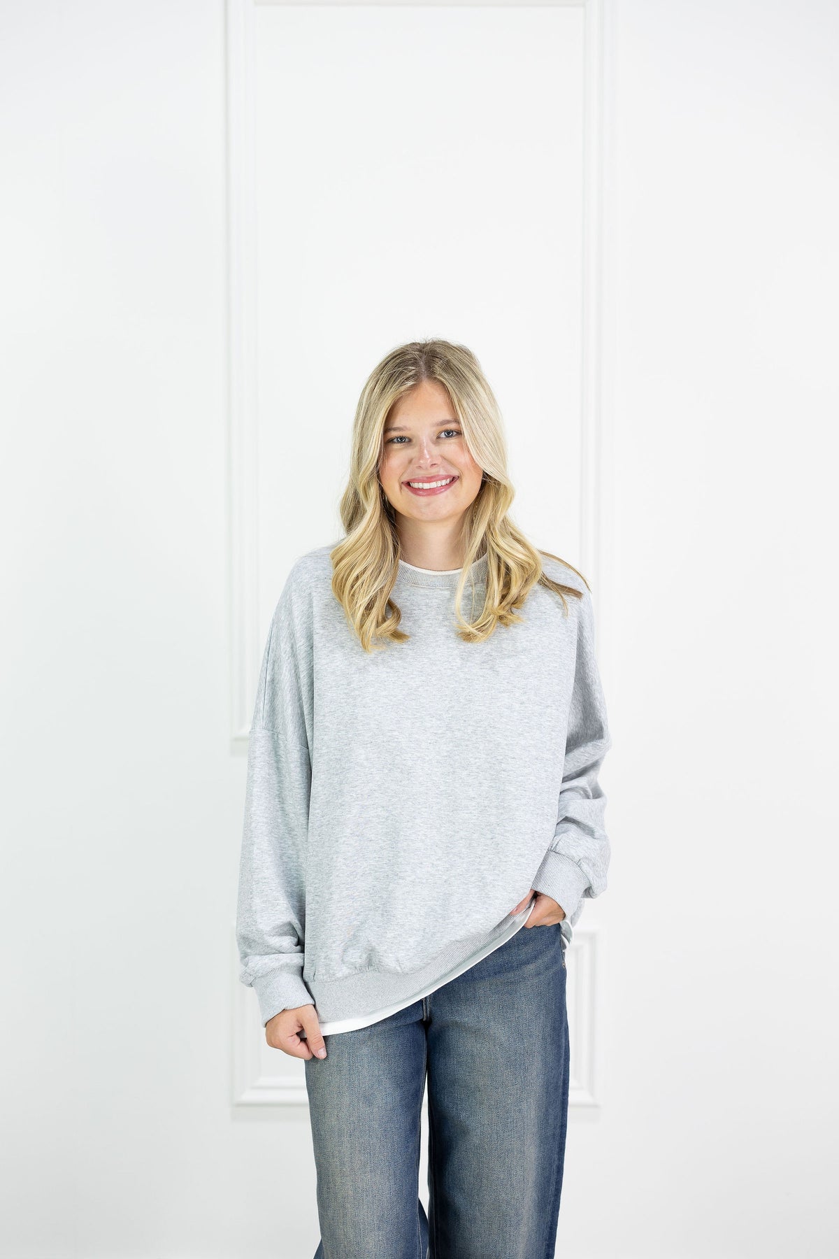 Heather Grey Layered Crewneck