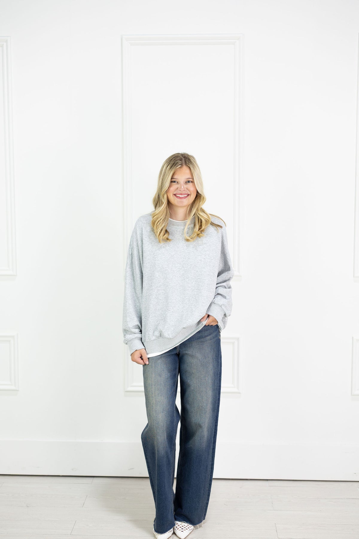Heather Grey Layered Crewneck