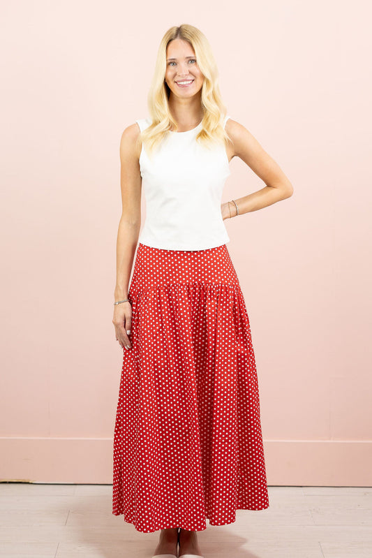 Red Polka Dot Flare Skirt