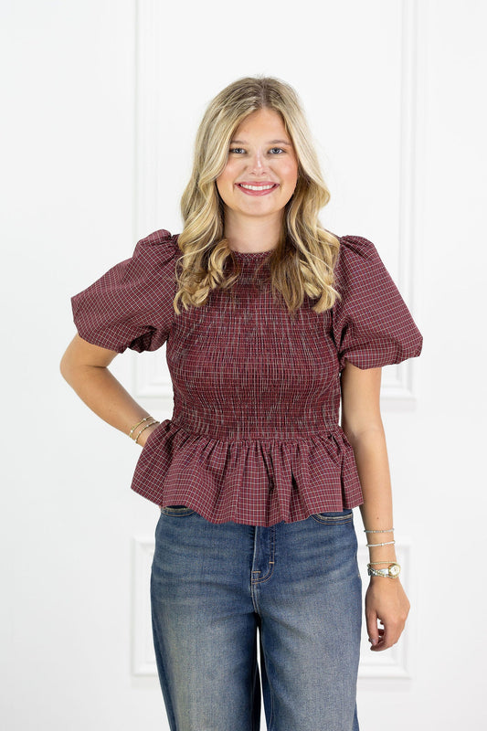 Maggie Plaid Babydoll Blouse