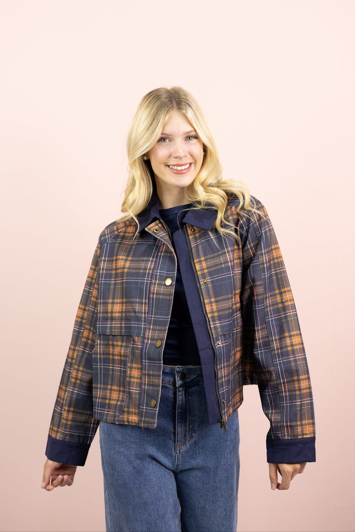 Plaid Printed Barn Jacket
