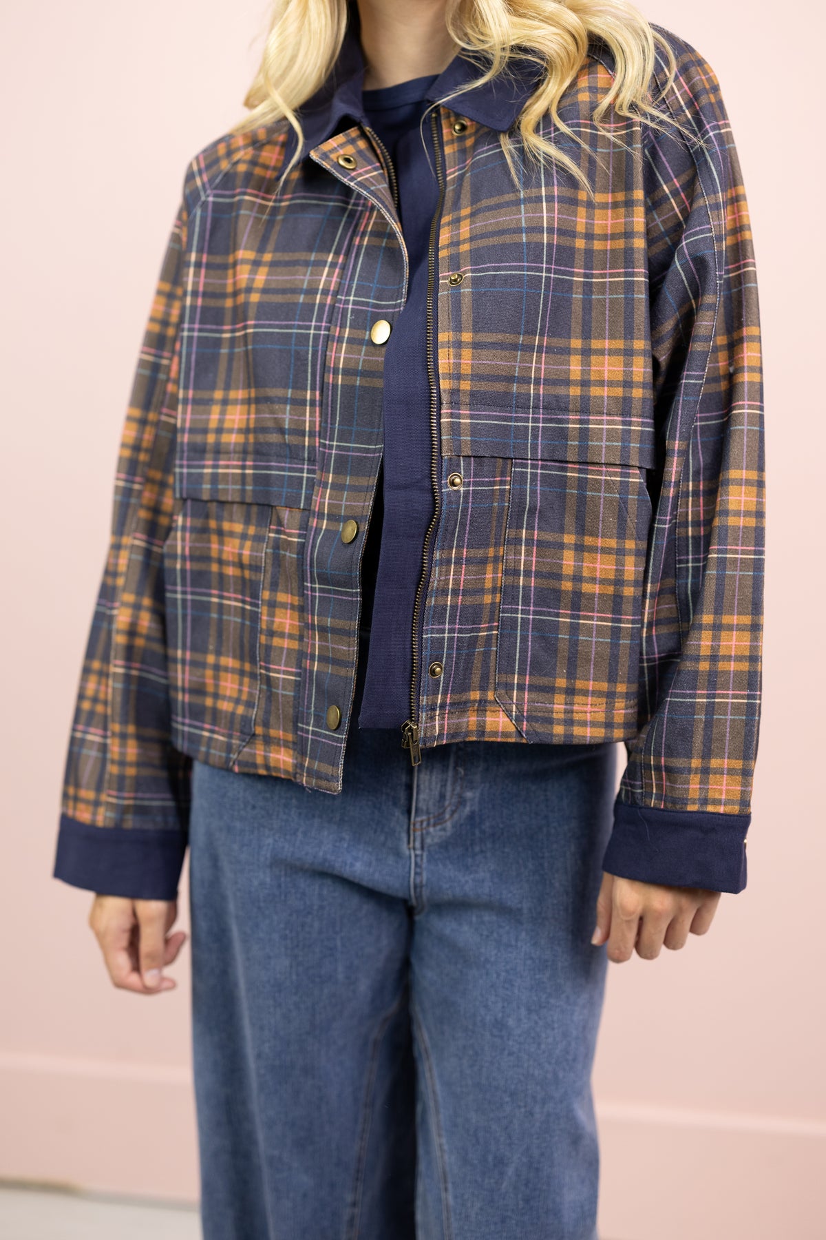 Plaid Printed Barn Jacket