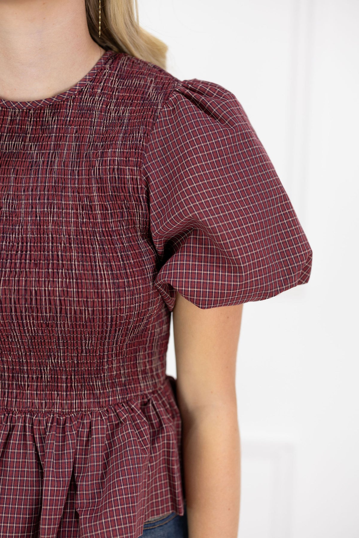 Maggie Plaid Babydoll Blouse