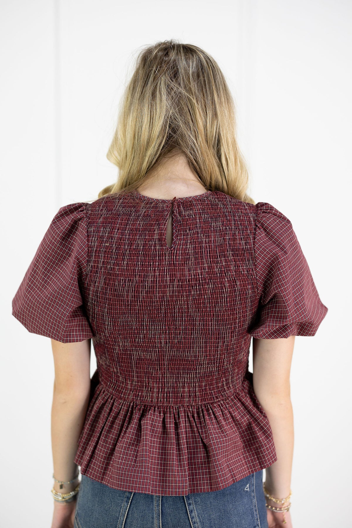 Maggie Plaid Babydoll Blouse