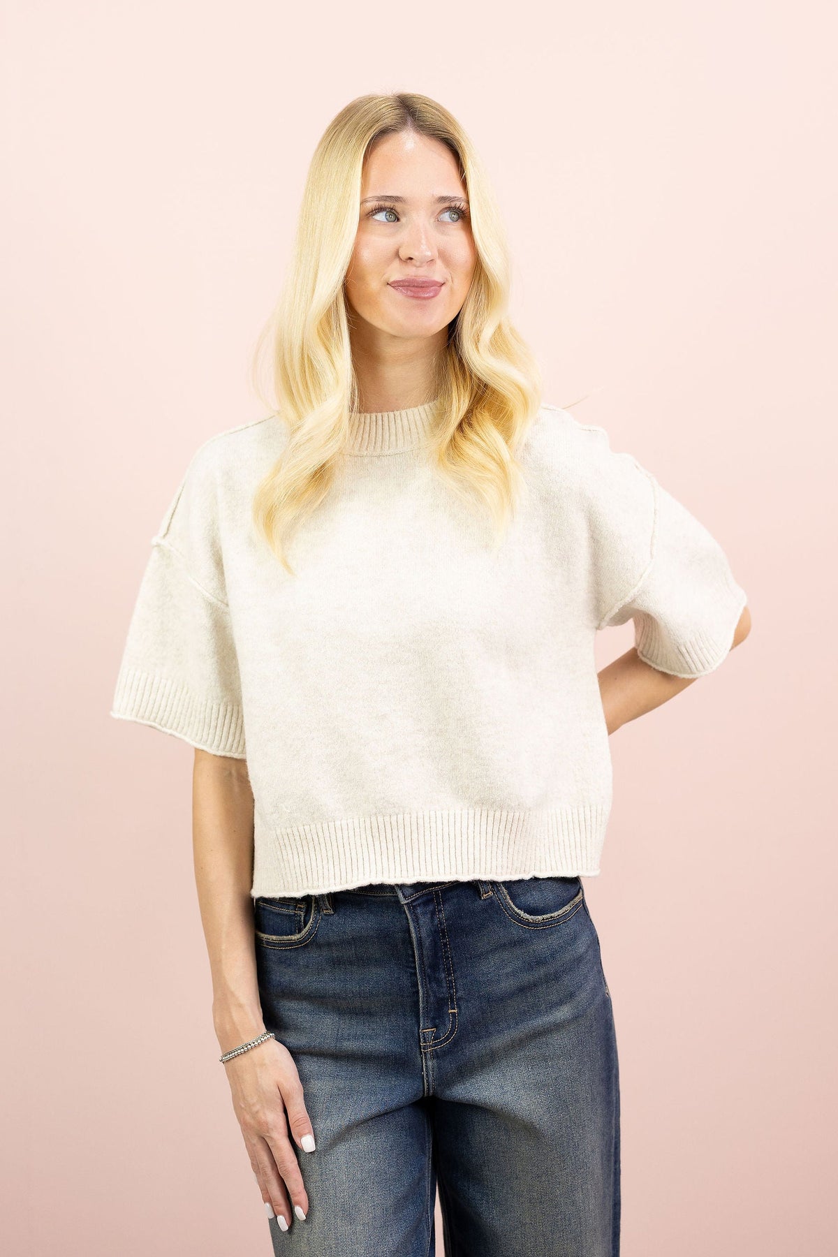 Mock Neck Sweater Top Oat