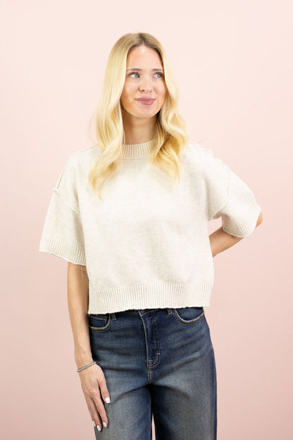 Mock Neck Sweater Top Oat
