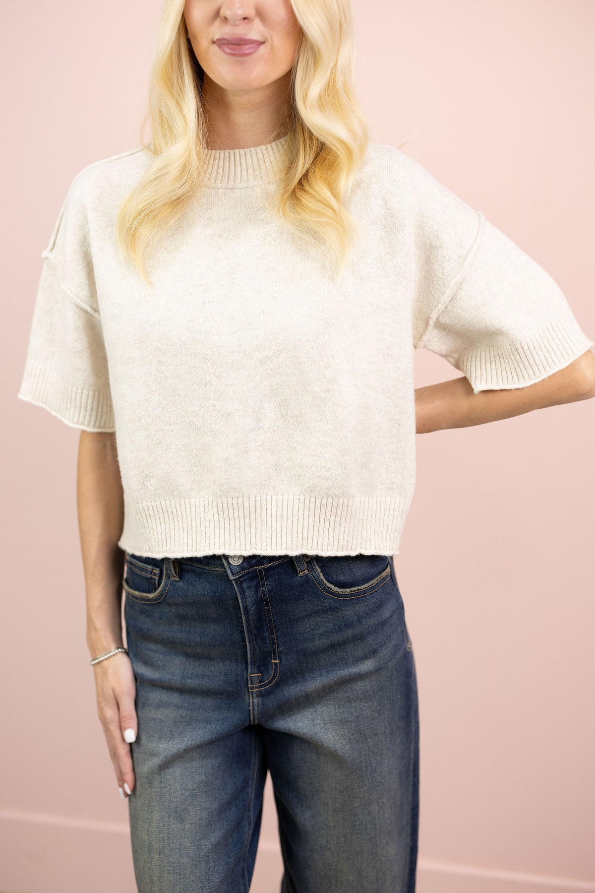 Mock Neck Sweater Top Oat