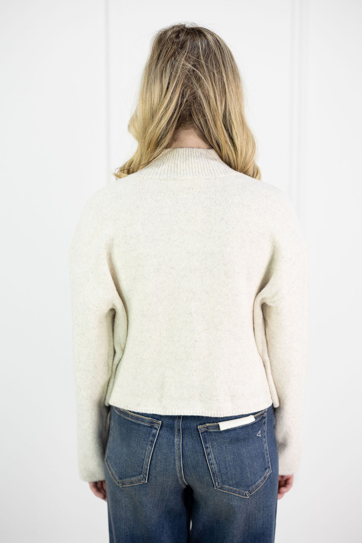 Mock Neck Button Up Cardigan