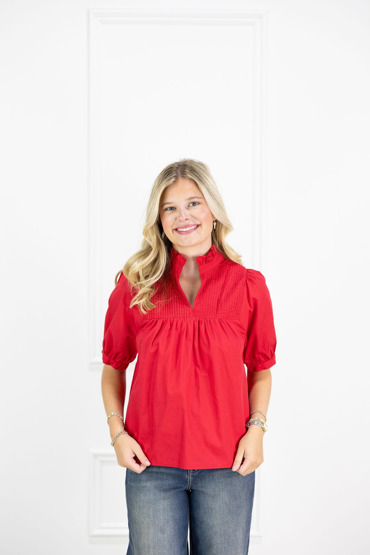 Lolli Red Collared Blouse