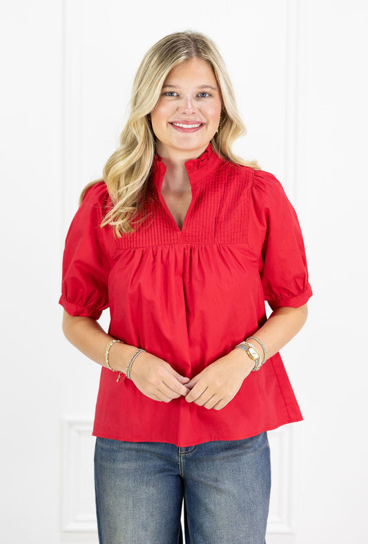 Lolli Red Collared Blouse