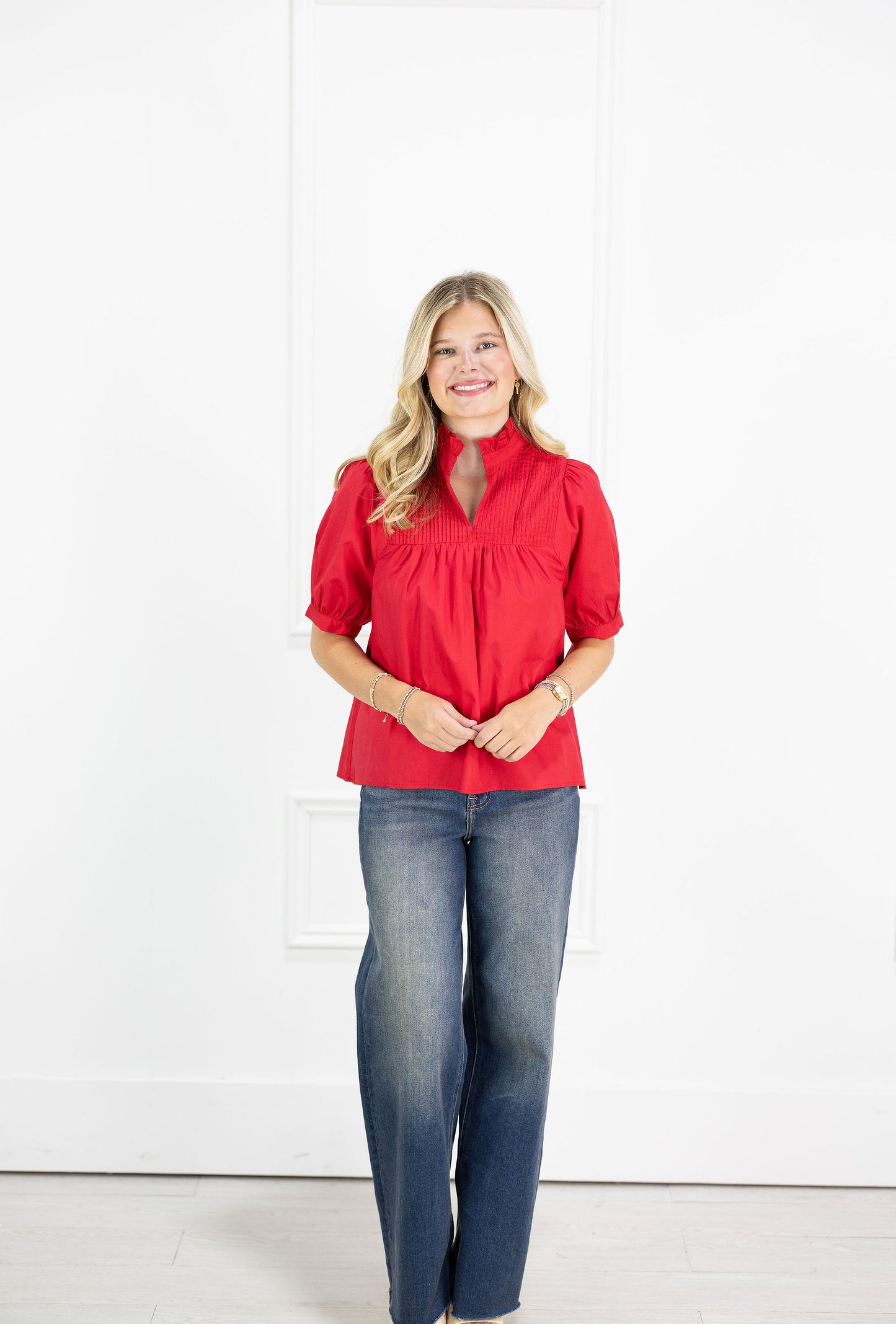Lolli Red Collared Blouse