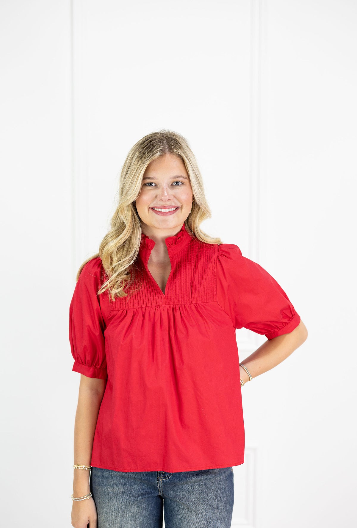 Lolli Red Collared Blouse