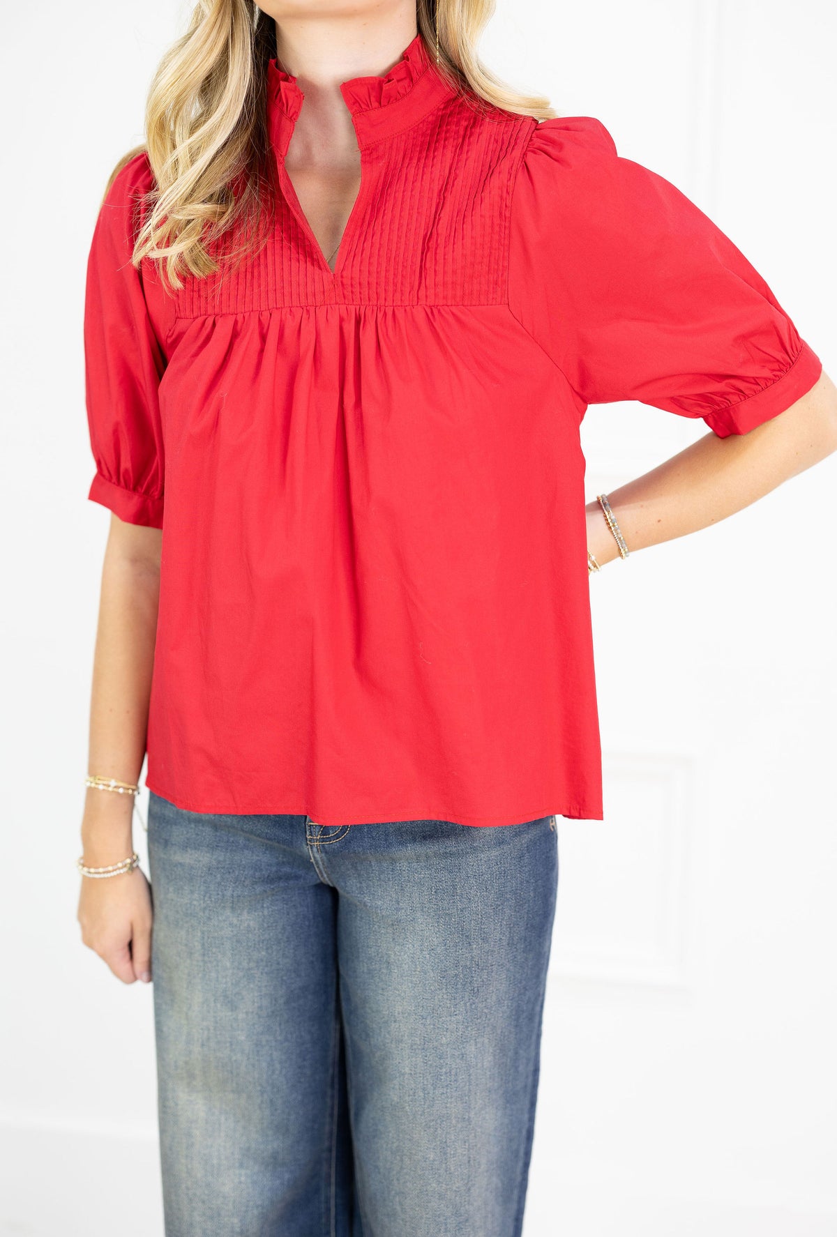 Lolli Red Collared Blouse