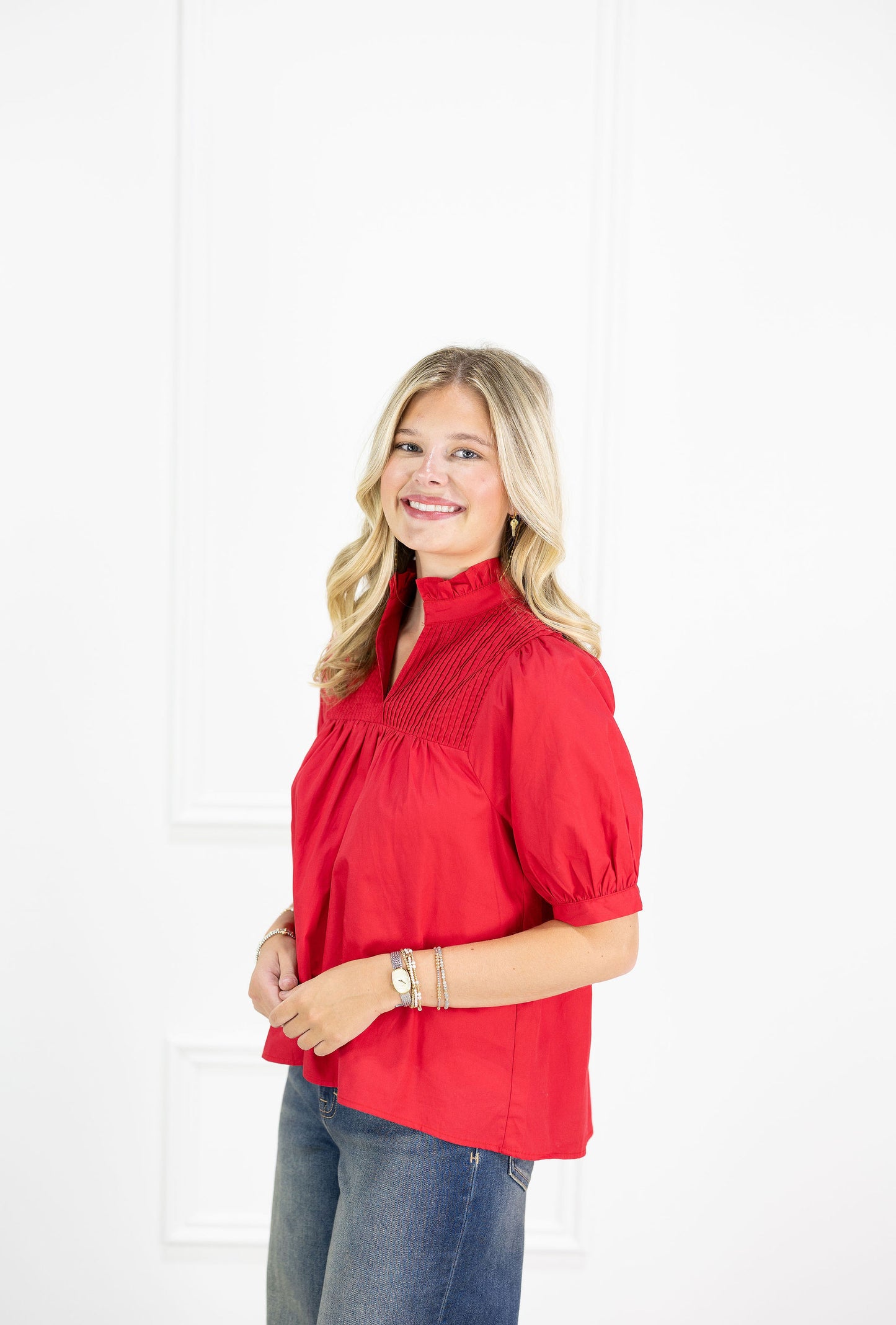Lolli Red Collared Blouse
