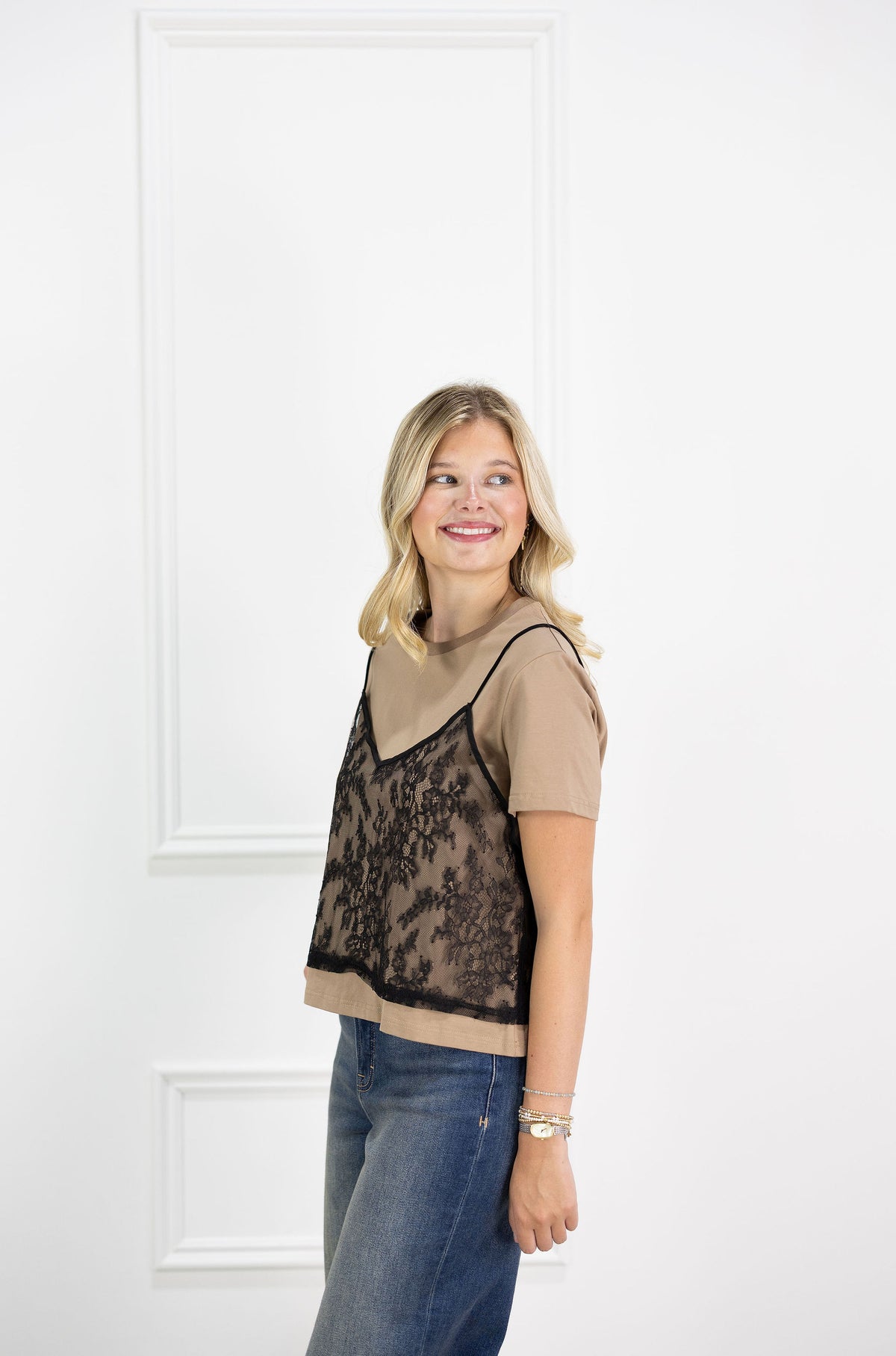 Lace Camisole w/ T-shirt Top