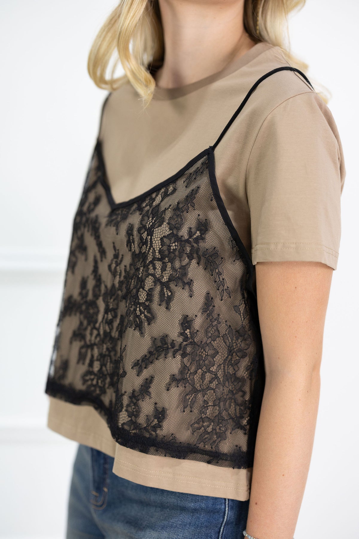 Lace Camisole w/ T-shirt Top