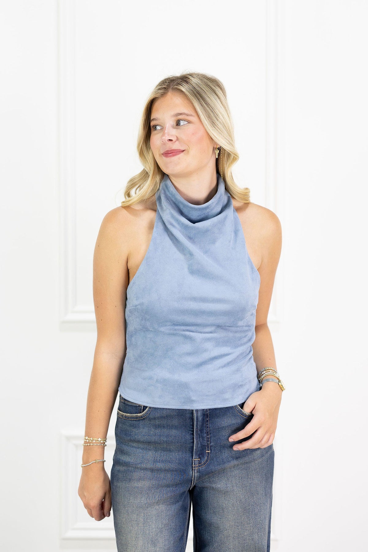 Bailey Suede Cowl Neck Top