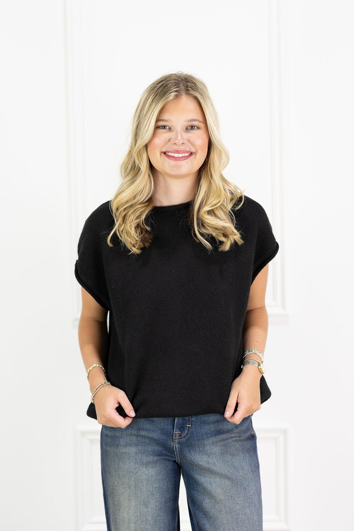 Cap Sleeve Sweater Black