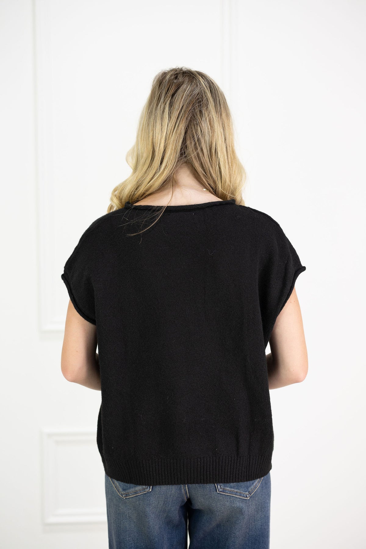 Cap Sleeve Sweater Black