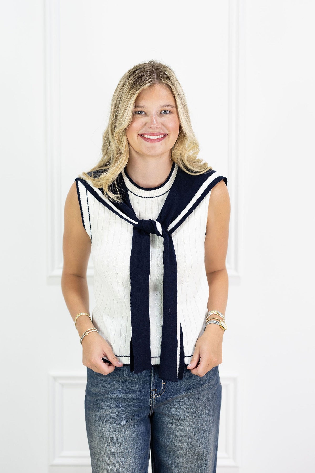 Izzy Knit Top w/ Attached Collar