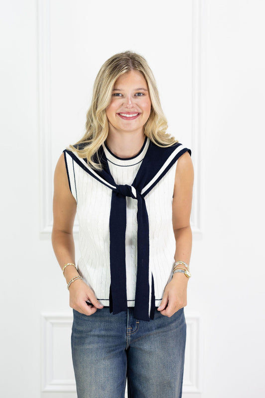 Izzy Knit Top w/ Attached Collar