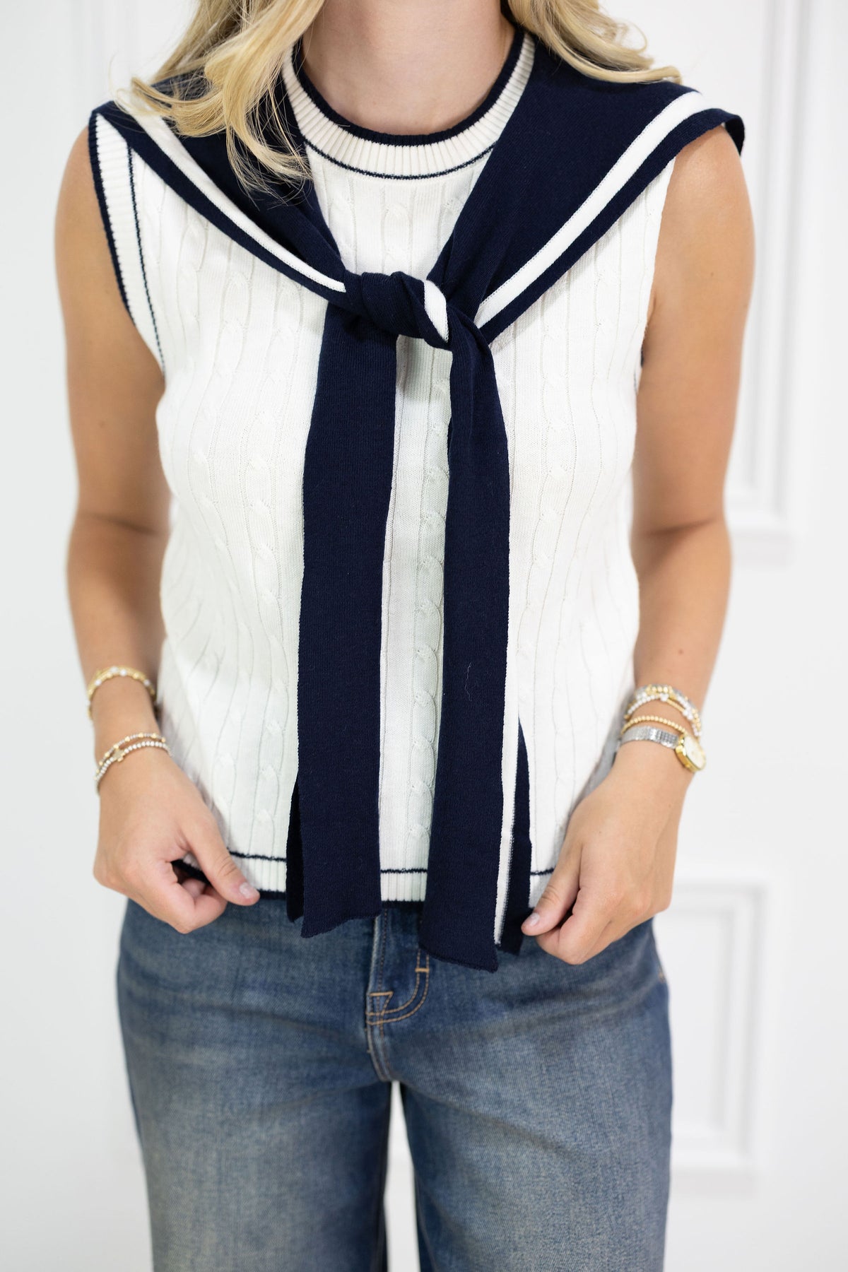 Izzy Knit Top w/ Attached Collar