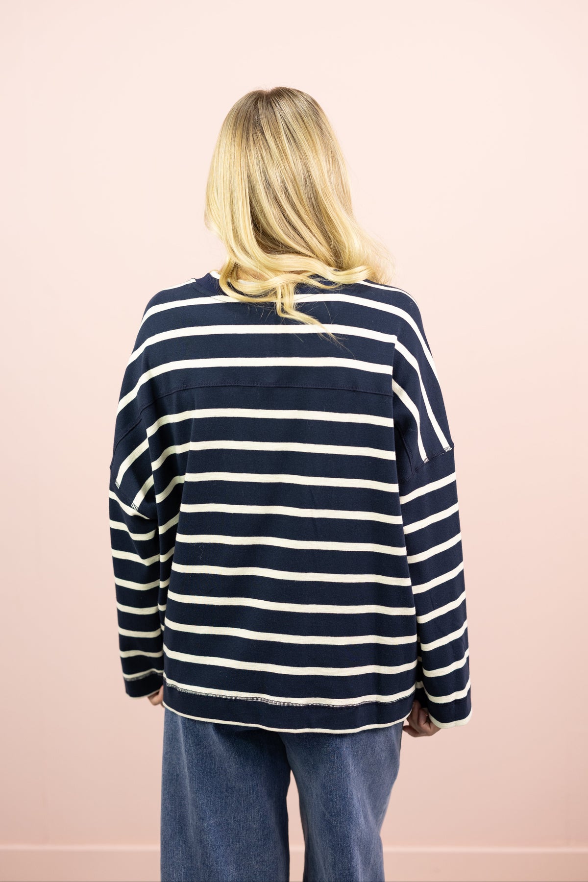 Navy/Ivory Stripe Crewneck