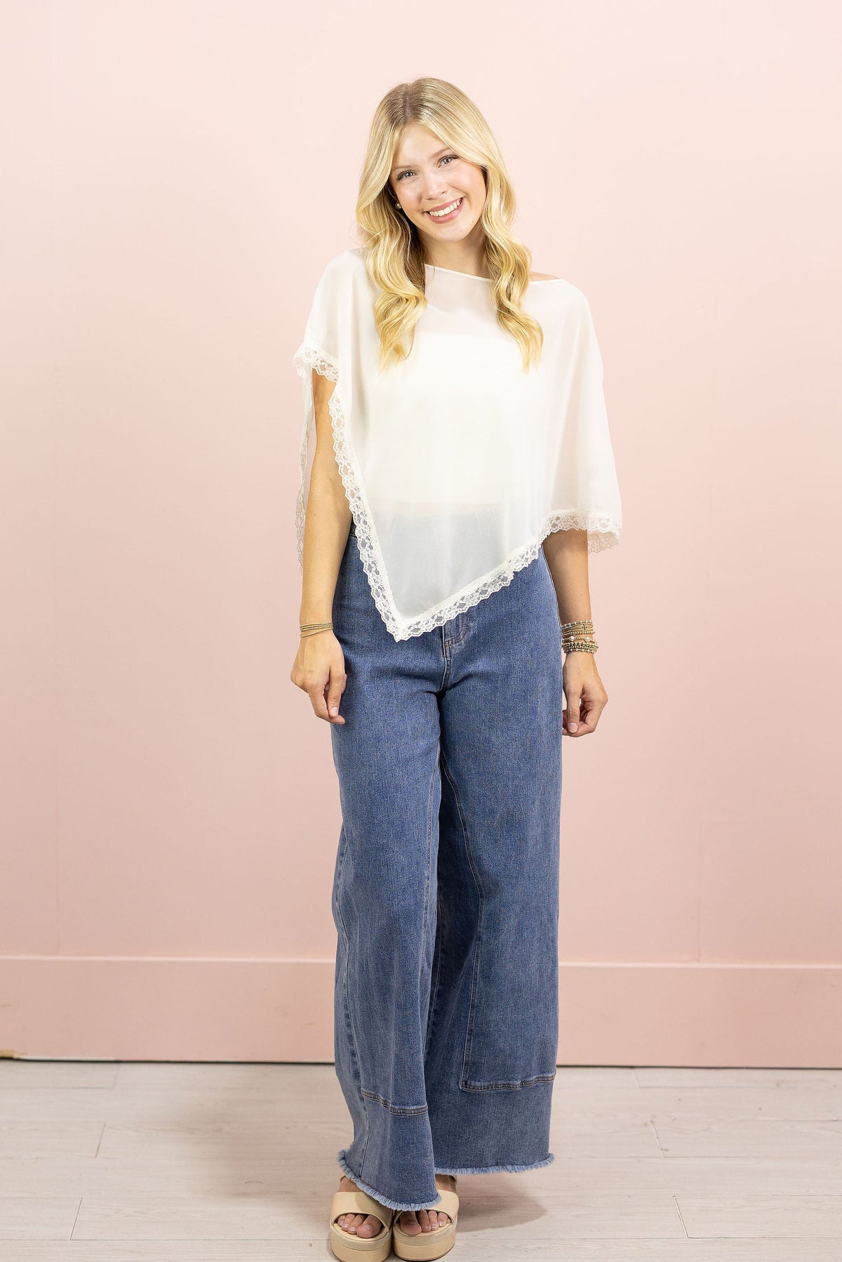 Ivory Sheer Poncho Top