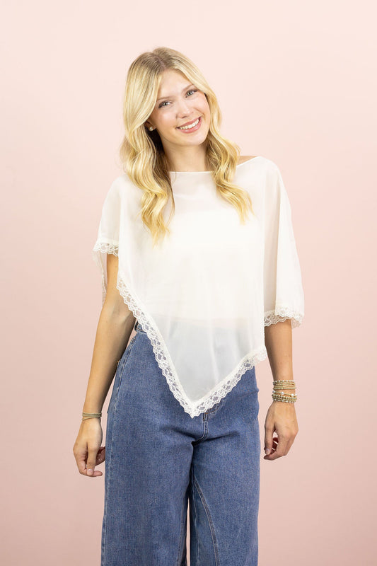 Ivory Sheer Poncho Top