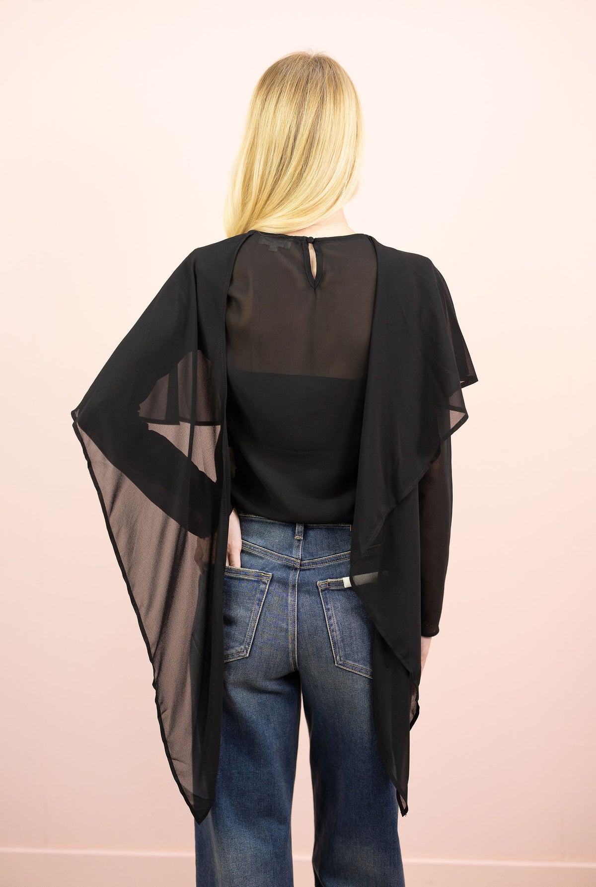 Sheer Black Cape Blouse