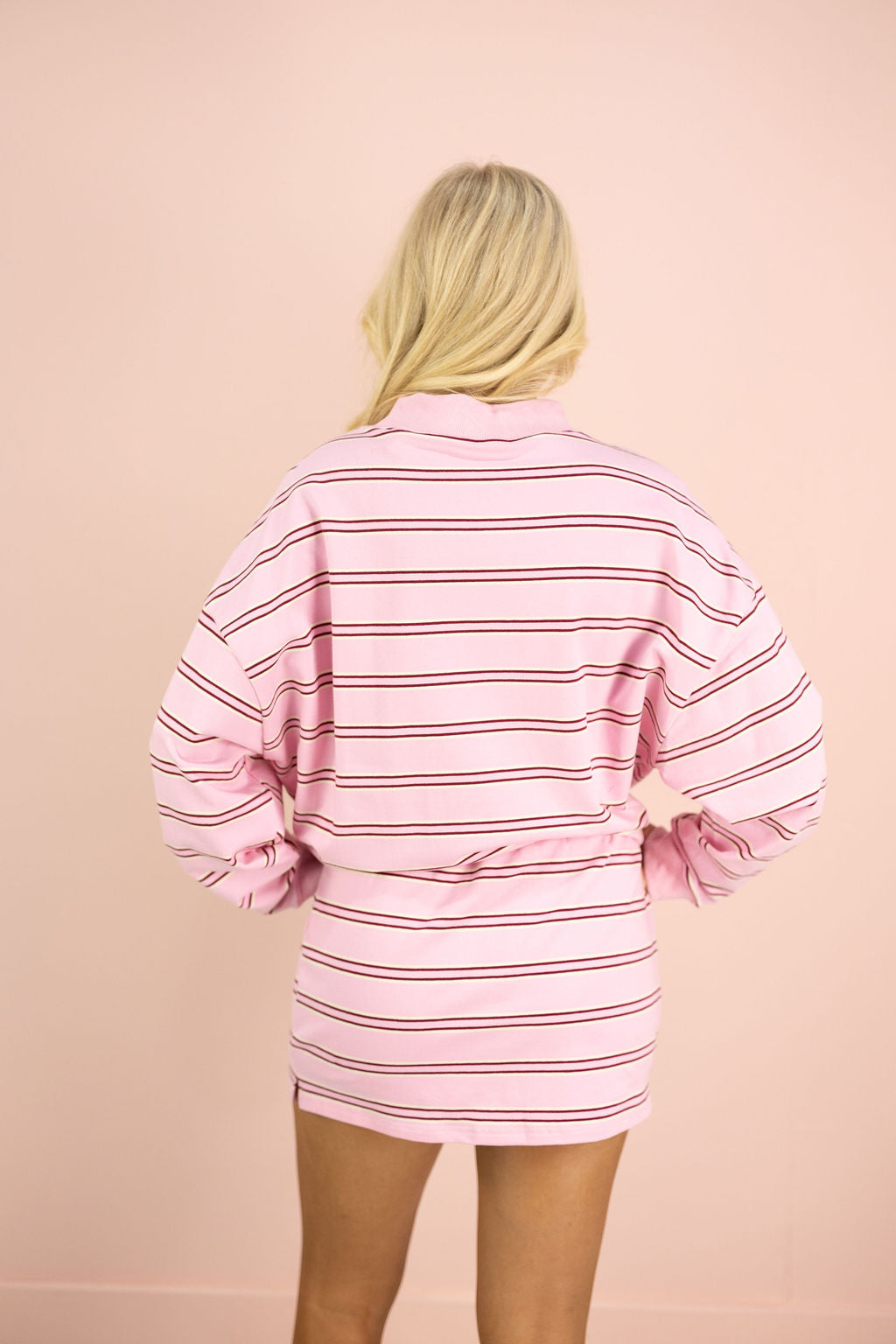 Pink Multi Striped Mockneck