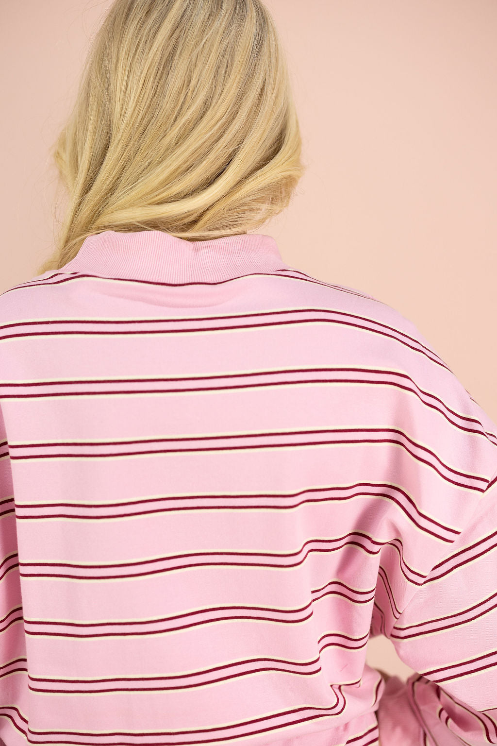 Pink Multi Striped Mockneck