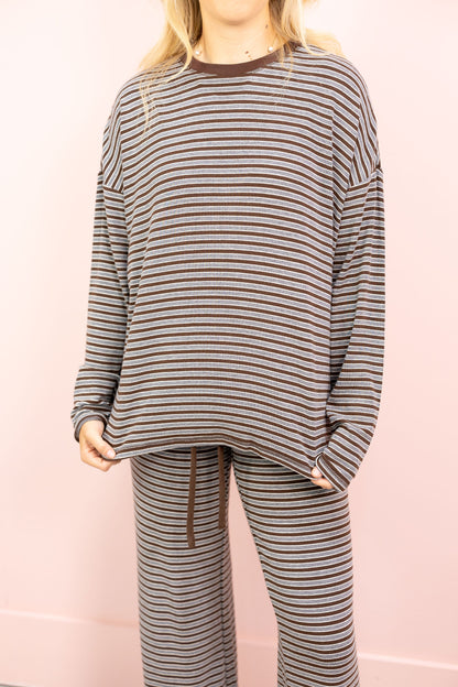 Langston Stripe Pants Brown/Grey