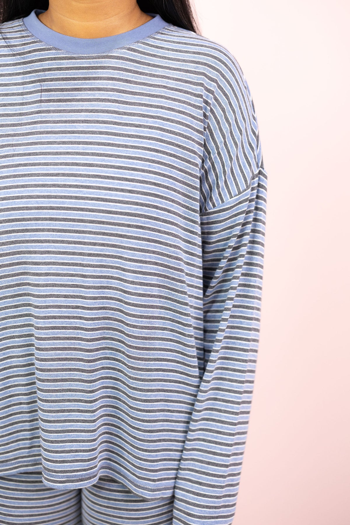 Langston Stripe Oversize Top Blue/Grey