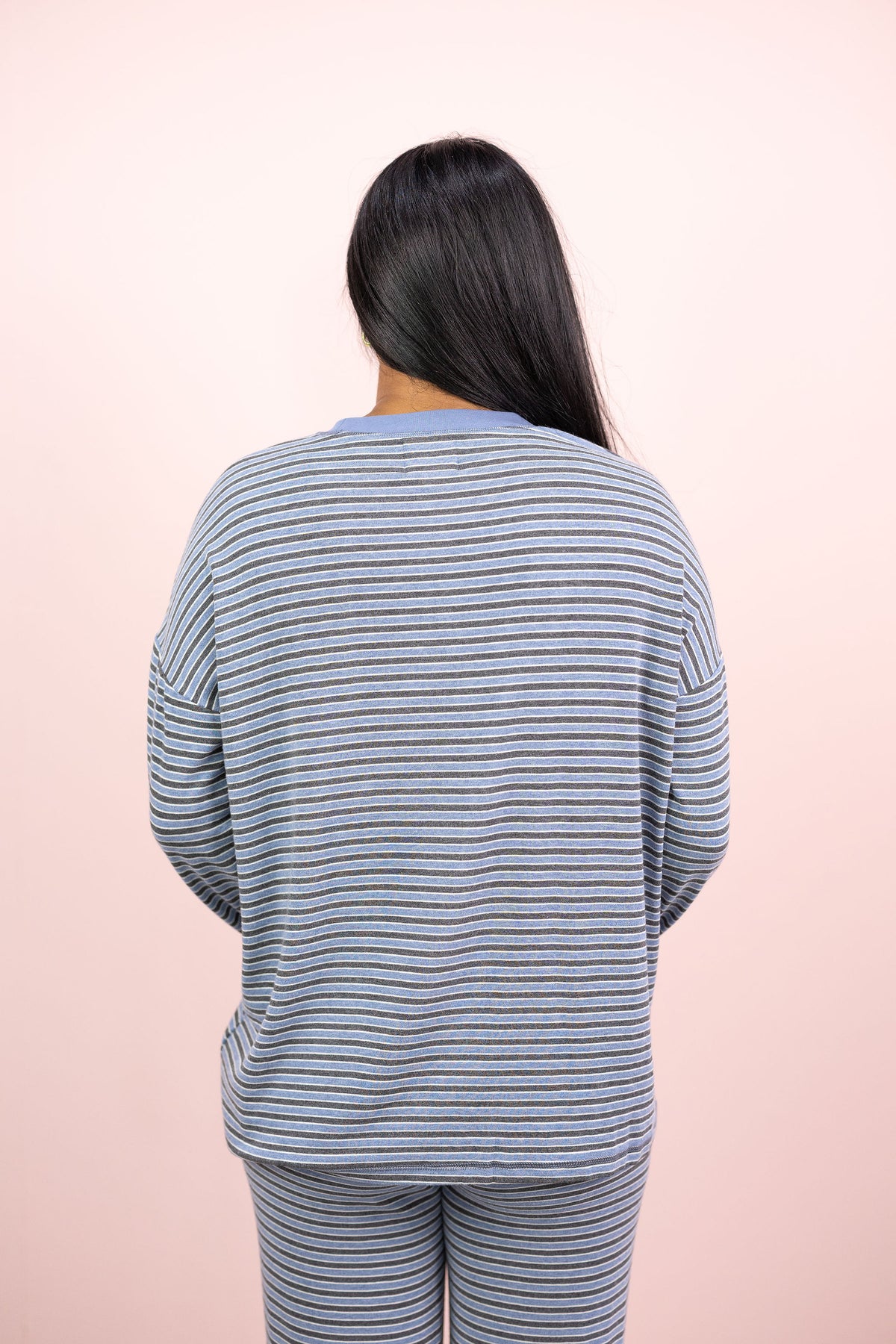 Langston Stripe Oversize Top Blue/Grey