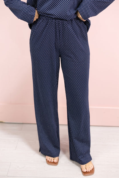 Navy Polka Dot Lounge Pants